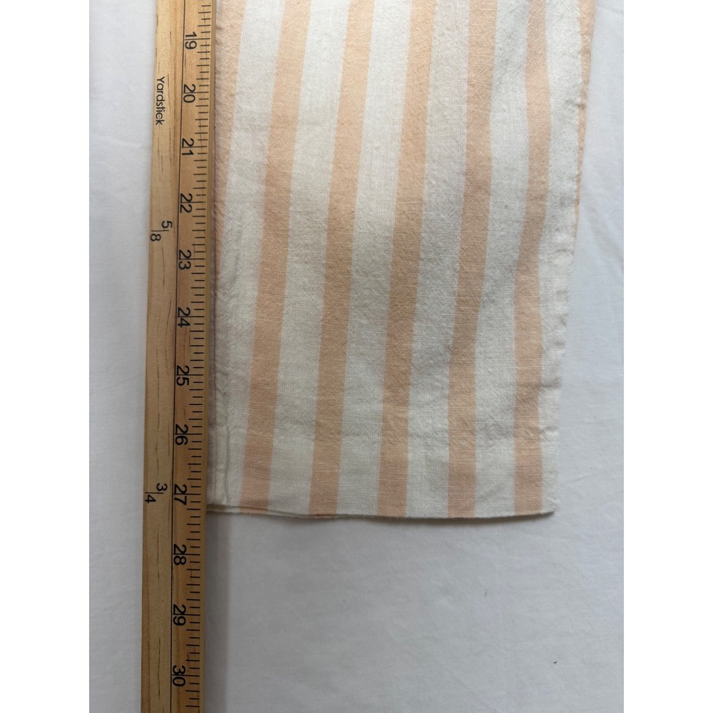 Anthropologie Striped Paperbag‎ Pants Womens 4 Peach White Linen Blend Belted - Picture 7 of 13